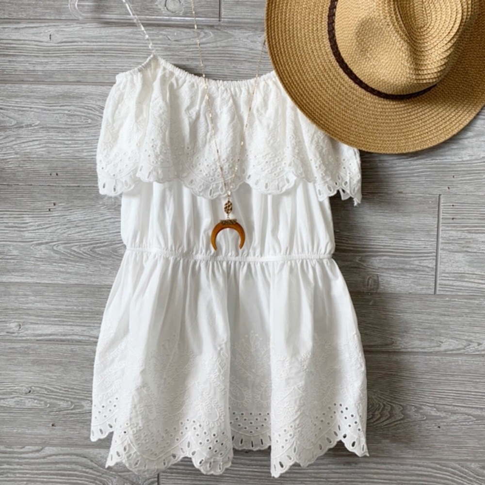 THE PERFECT OCCASION EYELET TOP - OFF WHITE/ PEACH
